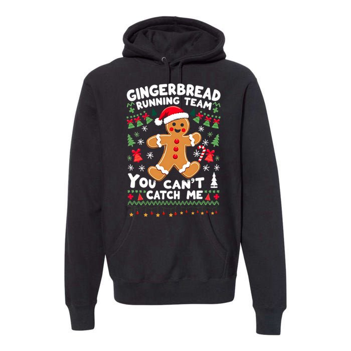 Funny Gingerbread Running Team Ugly Christmas Sweater Premium Hoodie