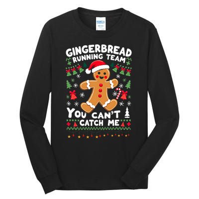 Funny Gingerbread Running Team Ugly Christmas Sweater Tall Long Sleeve T-Shirt