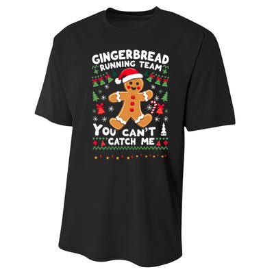 Funny Gingerbread Running Team Ugly Christmas Sweater Performance Sprint T-Shirt