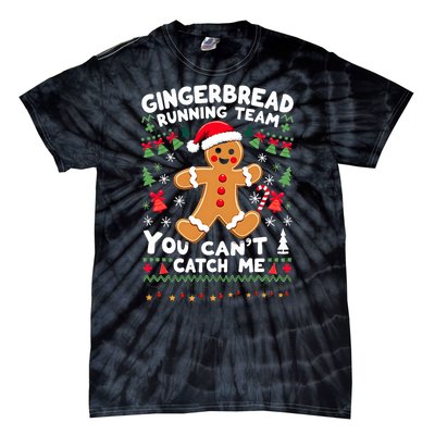 Funny Gingerbread Running Team Ugly Christmas Sweater Tie-Dye T-Shirt