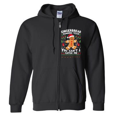 Funny Gingerbread Running Team Ugly Christmas Sweater Full Zip Hoodie