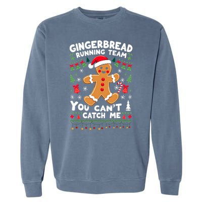 Funny Gingerbread Running Team Ugly Christmas Sweater Garment-Dyed Sweatshirt