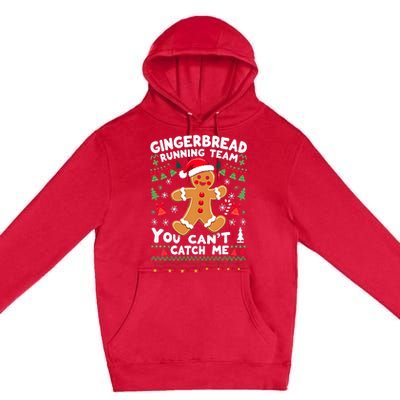 Funny Gingerbread Running Team Ugly Christmas Sweater Premium Pullover Hoodie