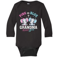 Funny Gender Reveal For Grandma Elephant Baby Baby Long Sleeve Bodysuit