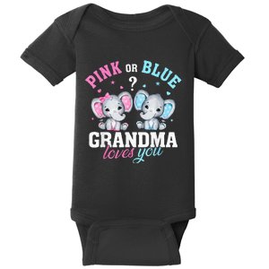 Funny Gender Reveal For Grandma Elephant Baby Baby Bodysuit