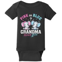 Funny Gender Reveal For Grandma Elephant Baby Baby Bodysuit