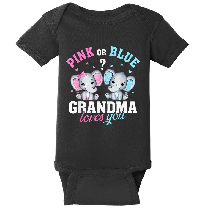 Funny Gender Reveal For Grandma Elephant Baby Baby Bodysuit