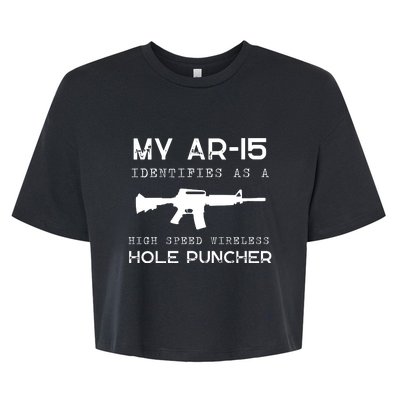 Funny Gun Righs Second Amendment My AR 15 Bella+Canvas Jersey Crop Tee