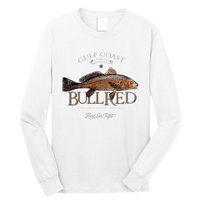 Fishing Gulf Red Drum Redfish Bull Red Long Sleeve Shirt