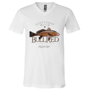 Fishing Gulf Red Drum Redfish Bull Red V-Neck T-Shirt