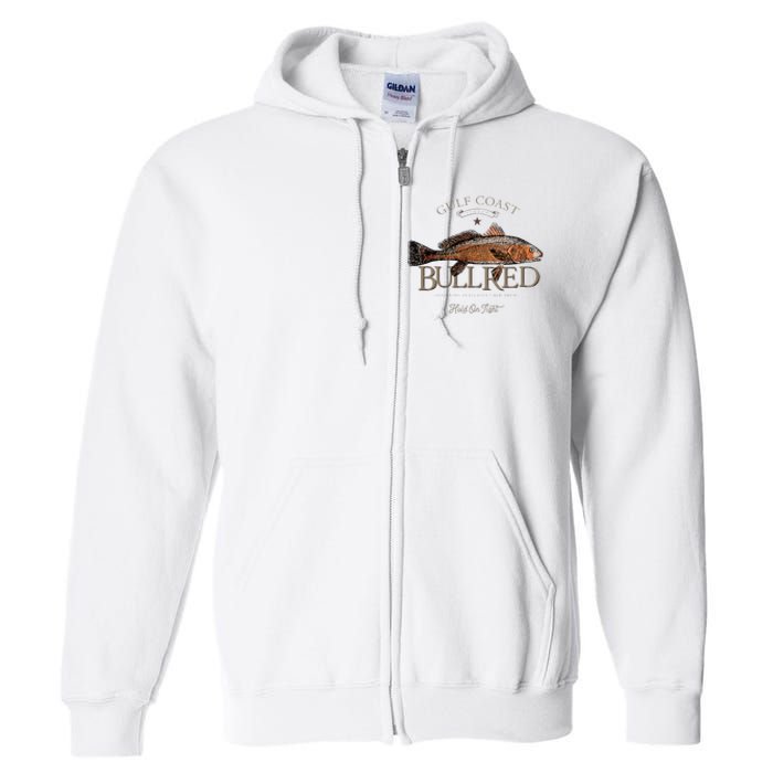 Fishing Gulf Red Drum Redfish Bull Red Full Zip Hoodie