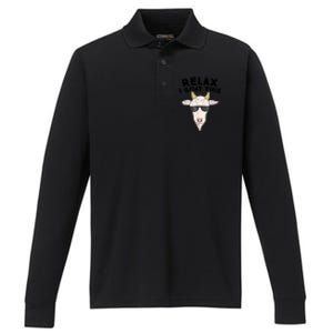 Funny Goat Relax I Goat This Funny Goat Lover Performance Long Sleeve Polo