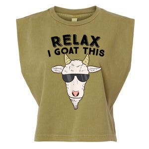 Funny Goat Relax I Goat This Funny Goat Lover Garment-Dyed Women's Muscle Tee