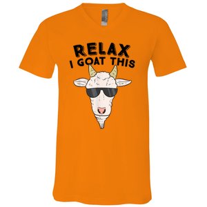 Funny Goat Relax I Goat This Funny Goat Lover V-Neck T-Shirt