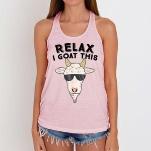 Funny Goat Relax I Goat This Funny Goat Lover Women's Knotted Racerback Tank