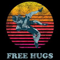 Funny Gift Retro Vintage Faded Cracked 70 80s Style Free Hugs Wrestling Gift Bucket Hat