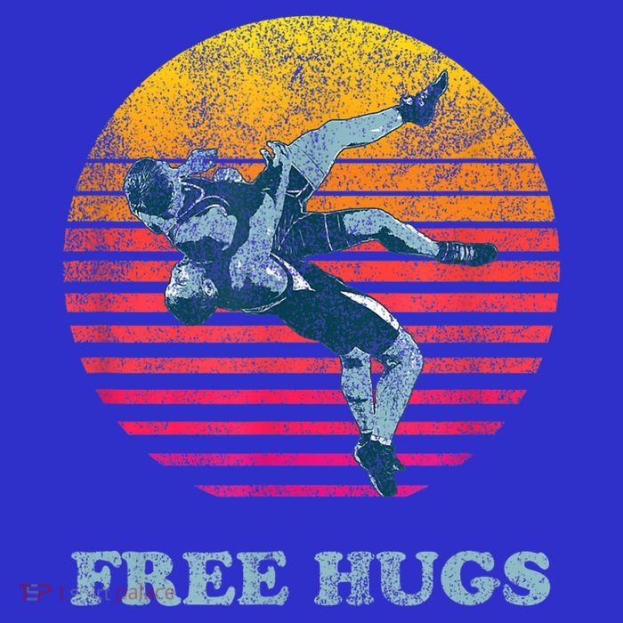 Funny Gift Retro Vintage Faded Cracked 70 80s Style Free Hugs Wrestling Gift Tall T-Shirt