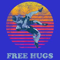 Funny Gift Retro Vintage Faded Cracked 70 80s Style Free Hugs Wrestling Gift Polo