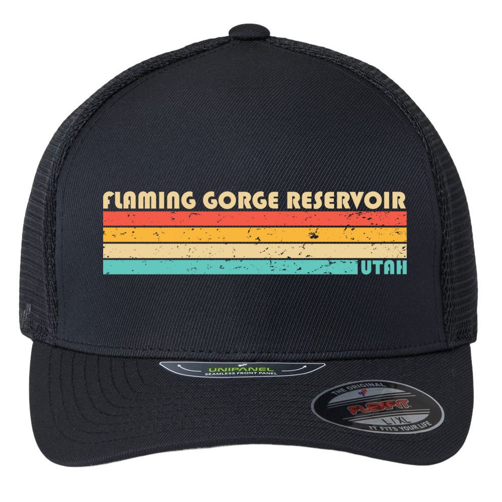Flaming Gorge Reservoir Utah Funny Fishing Camping Summer Meaningful Gift Flexfit Unipanel Trucker Cap