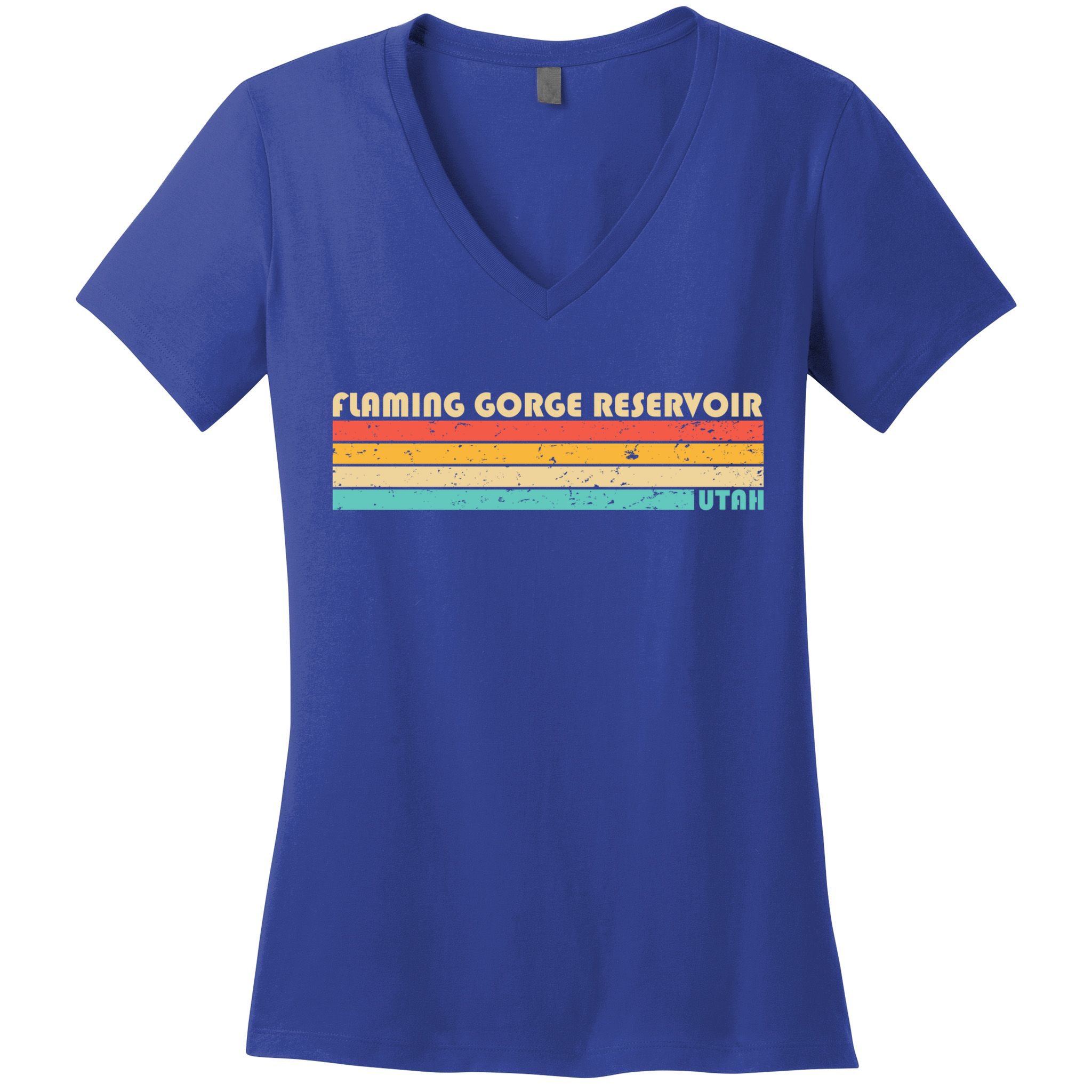 Flaming Gorge Reservoir Utah Funny Fishing Camping Summer Meaningful Gift Women's V-Neck T-Shirt
