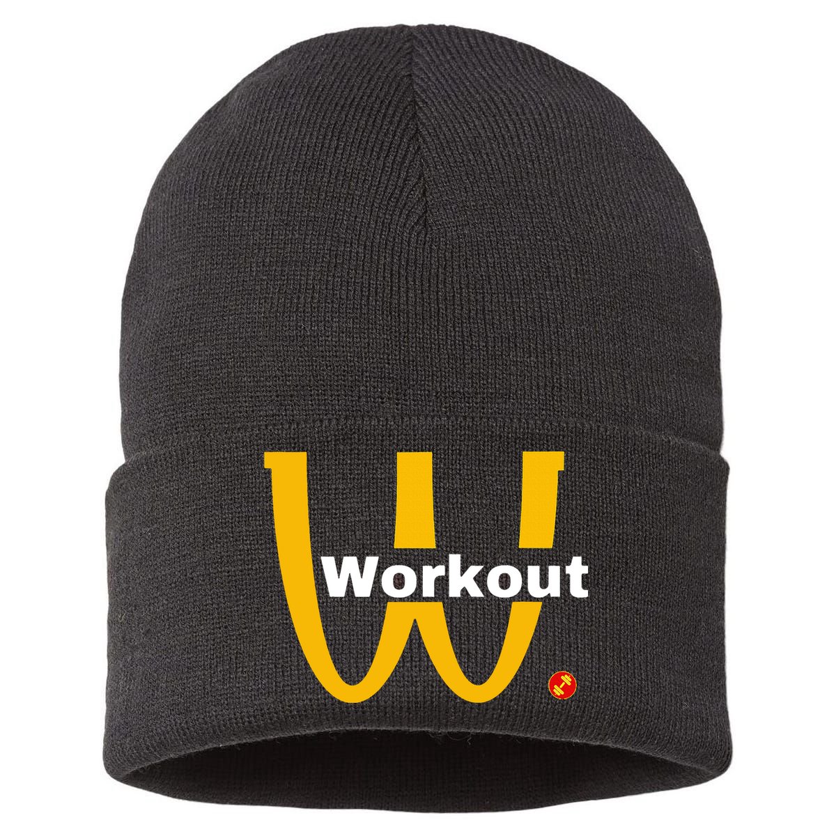 Fitness Gym Sarcastic Spoof Parody Logo Funny Workout Sustainable Knit Beanie