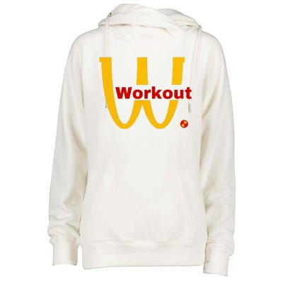 Fitness Gym Sarcastic Spoof Parody Logo Funny Workout Womens Funnel Neck Pullover Hood