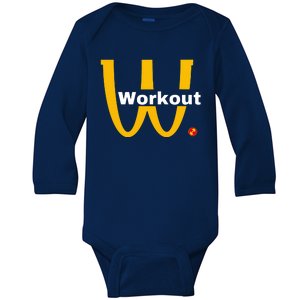 Fitness Gym Sarcastic Spoof Parody Logo Funny Workout Baby Long Sleeve Bodysuit