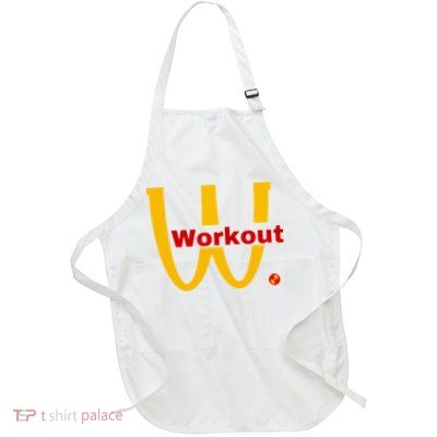 Fitness Gym Sarcastic Spoof Parody Logo Funny Workout Full-Length Apron With Pockets