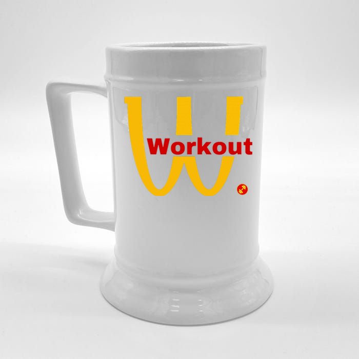 Fitness Gym Sarcastic Spoof Parody Logo Funny Workout Beer Stein