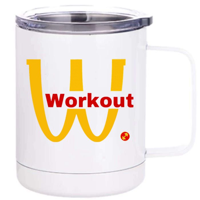 Fitness Gym Sarcastic Spoof Parody Logo Funny Workout 12 oz Stainless Steel Tumbler Cup