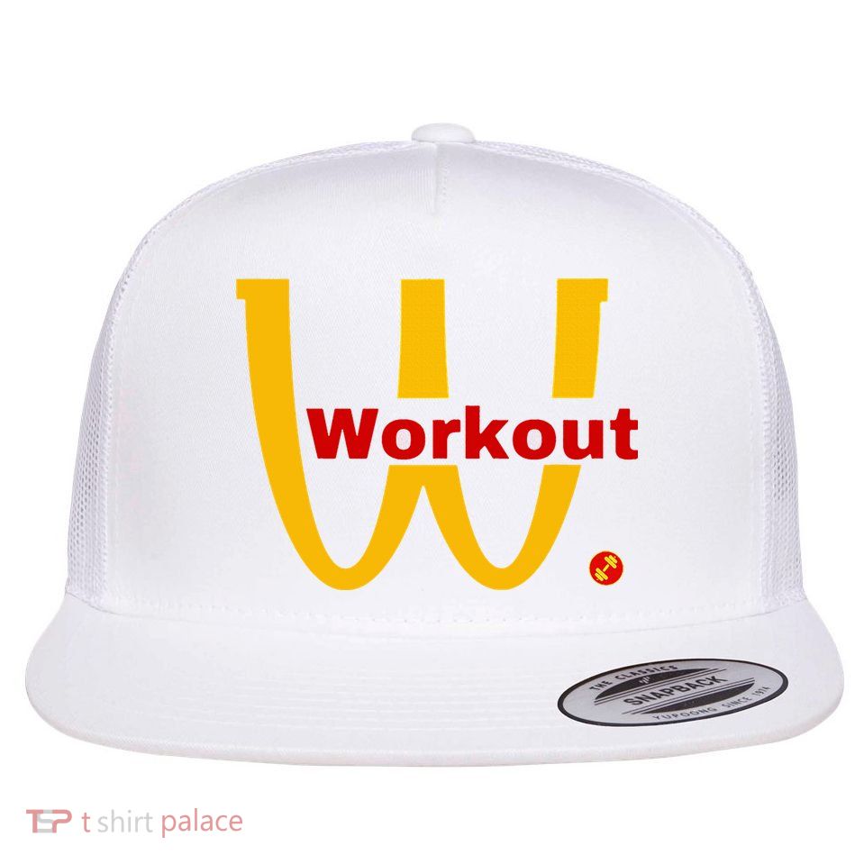 Fitness Gym Sarcastic Spoof Parody Logo Funny Workout Flat Bill Trucker Hat