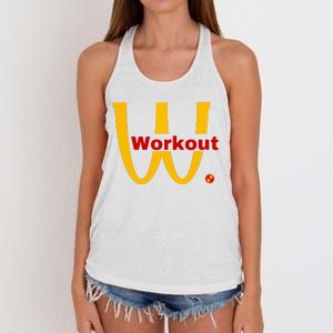 Fitness Gym Sarcastic Spoof Parody Logo Funny Workout Women's Knotted Racerback Tank