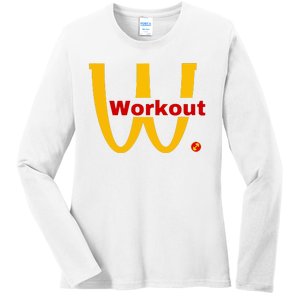 Fitness Gym Sarcastic Spoof Parody Logo Funny Workout Ladies Long Sleeve Shirt