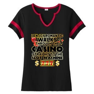 Funny Gambler Slot Machine Casino Las Vegas Gambling Ladies Halftime Notch Neck Tee