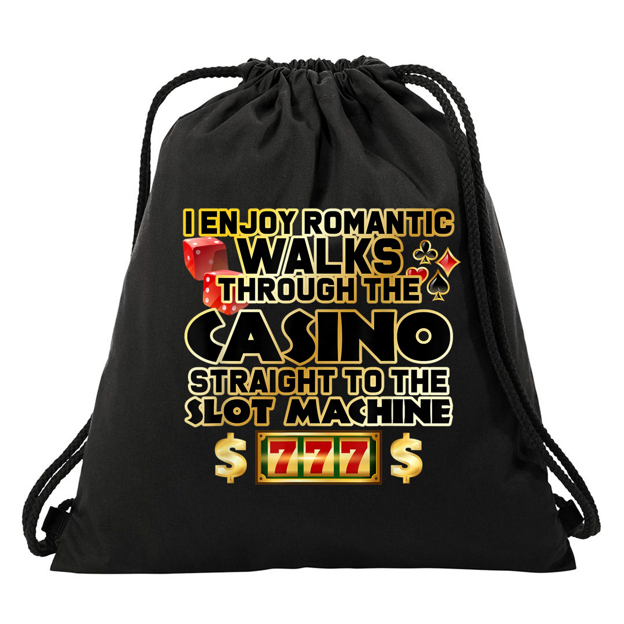 Funny Gambler Slot Machine Casino Las Vegas Gambling Drawstring Bag