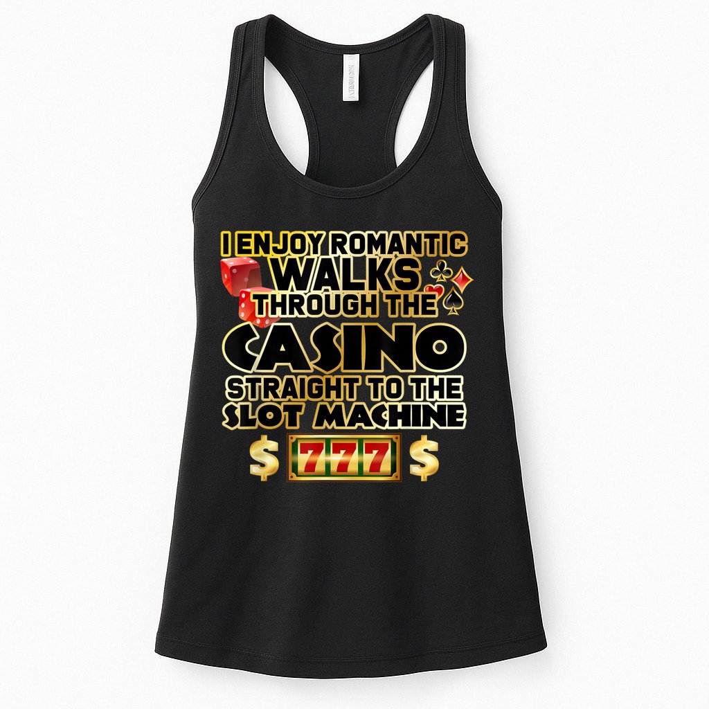 Funny Gambler Slot Machine Casino Las Vegas Gambling Womens Tank Top