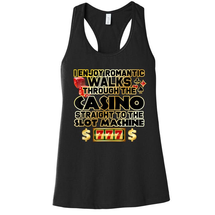 Funny Gambler Slot Machine Casino Las Vegas Gambling Women's Racerback Tank