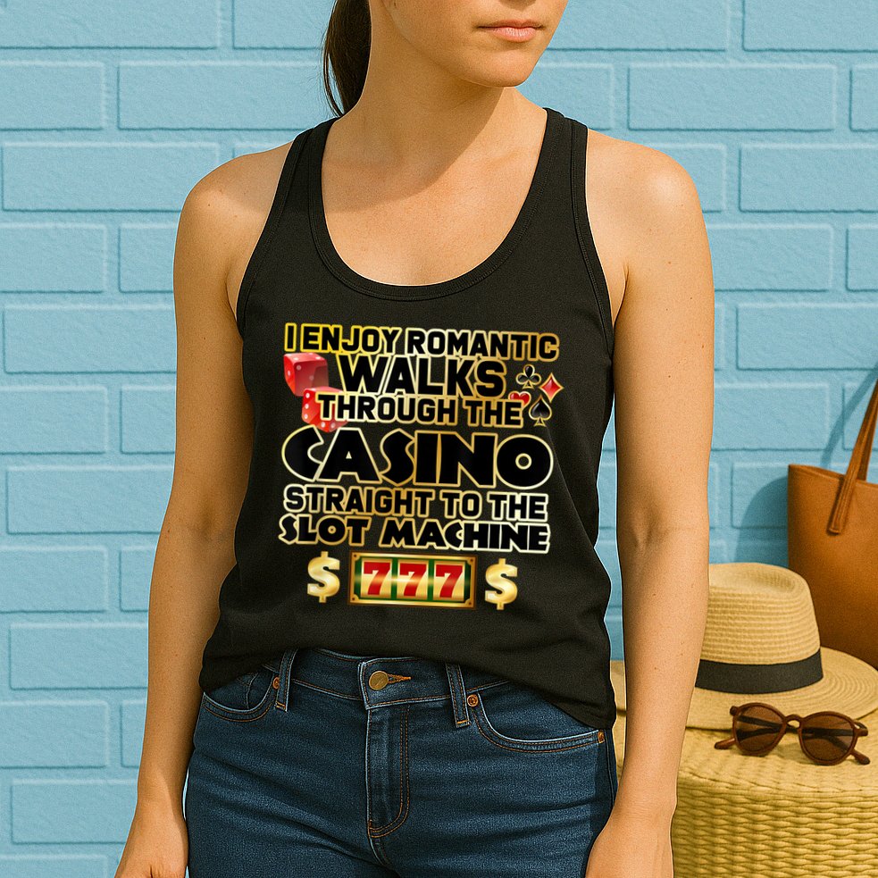 Funny Gambler Slot Machine Casino Las Vegas Gambling Womens Tank Top