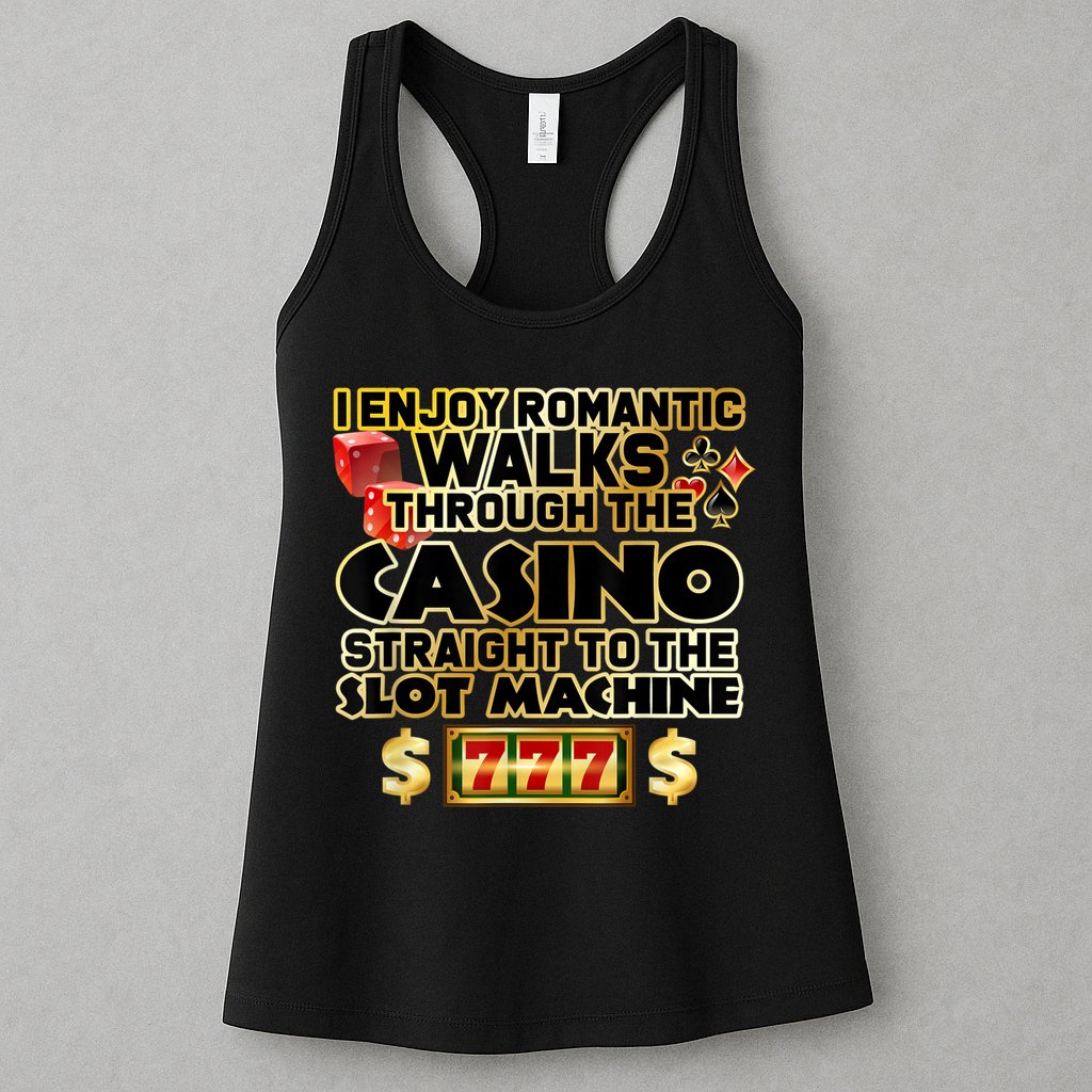 Funny Gambler Slot Machine Casino Las Vegas Gambling Womens Tank Top