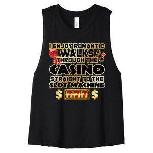 Funny Gambler Slot Machine Casino Las Vegas Gambling Women's Racerback Cropped Tank