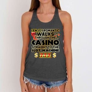 Funny Gambler Slot Machine Casino Las Vegas Gambling Women's Knotted Racerback Tank