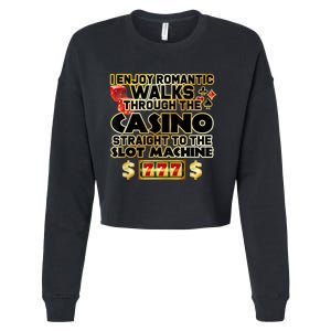 Funny Gambler Slot Machine Casino Las Vegas Gambling Cropped Pullover Crew