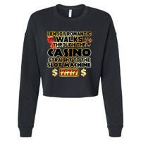 Funny Gambler Slot Machine Casino Las Vegas Gambling Cropped Pullover Crew