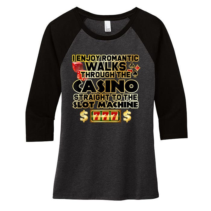 Funny Gambler Slot Machine Casino Las Vegas Gambling Women's Tri-Blend 3/4-Sleeve Raglan Shirt