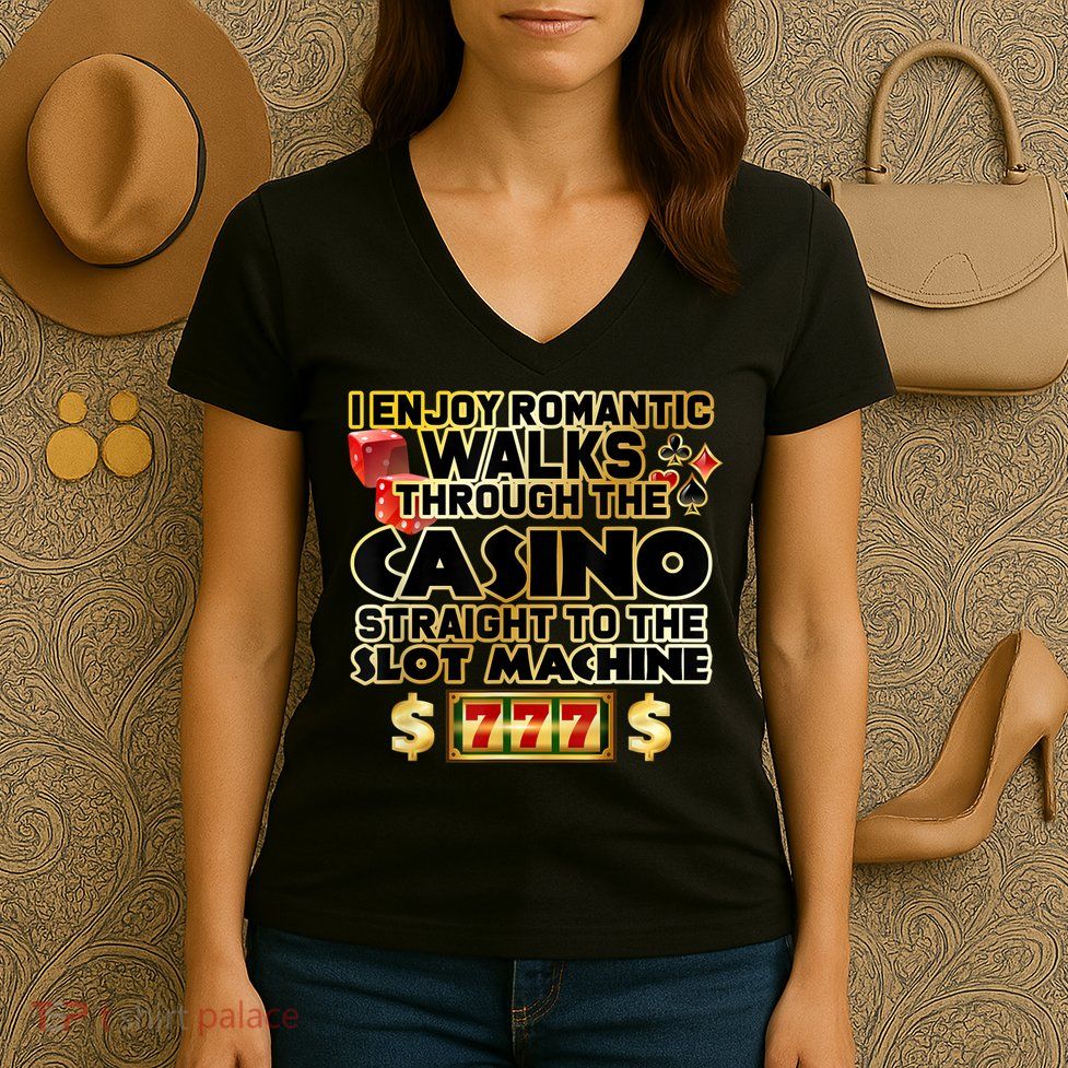 Funny Gambler Slot Machine Casino Las Vegas Gambling Women's V-Neck T-Shirt