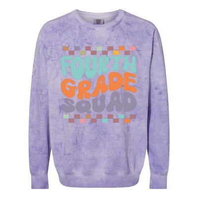 Fourth Grade Squad Retro Groovy Happy First Day Of School Gift Colorblast Crewneck Sweatshirt