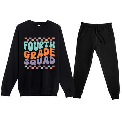 Fourth Grade Squad Retro Groovy Happy First Day Of School Gift Premium Crewneck Sweatsuit Set