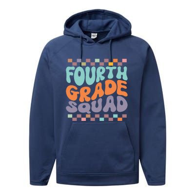 Fourth Grade Squad Retro Groovy Happy First Day Of School Gift Performance Fleece Hoodie