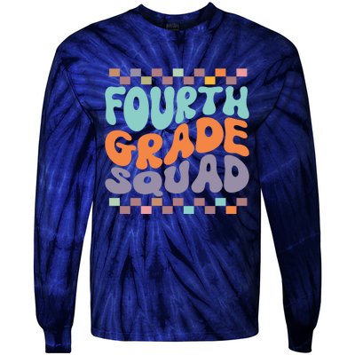 Fourth Grade Squad Retro Groovy Happy First Day Of School Gift Tie-Dye Long Sleeve Shirt