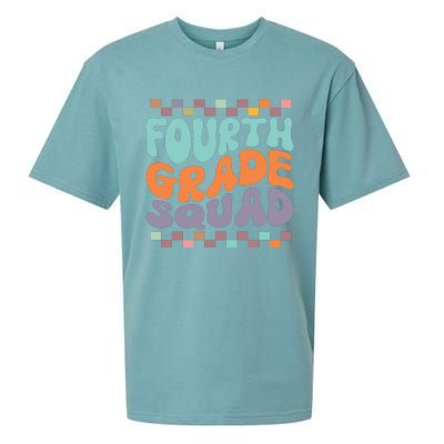 Fourth Grade Squad Retro Groovy Happy First Day Of School Gift Sueded Cloud Jersey T-Shirt